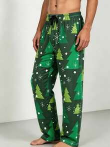 Men's Casual Comfortable Christmas Tree Print Pajama Pants, Cozy Loungewear Bottoms - Multicolor - View 5