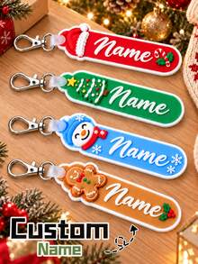 LICVIC Custom Christmas Keychain, Personalized Bag Charm, Christmas Key Chain, Customized Name Keychains, Customizable Holiday Gift, Friends Gift, Home Decor - Blue and White - View 1