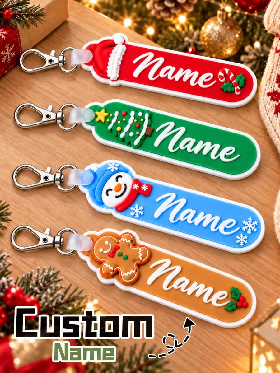 LICVIC Custom Christmas Keychain, Personalized Bag Charm, Christmas Key Chain, Customized Name Keychains, Customizable Holiday Gift, Friends Gift, Home Decor - Blue and White - View 1