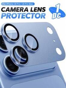 1Pack.Camera Lens Protector Compatible With Iphone 18 Pro Max/18 Pro, Strong Adhesion, Shatterproof Matte Aluminum Alloy Material, Tempered Glass Camera Screen Protector, Blue - Light Blue - View 1