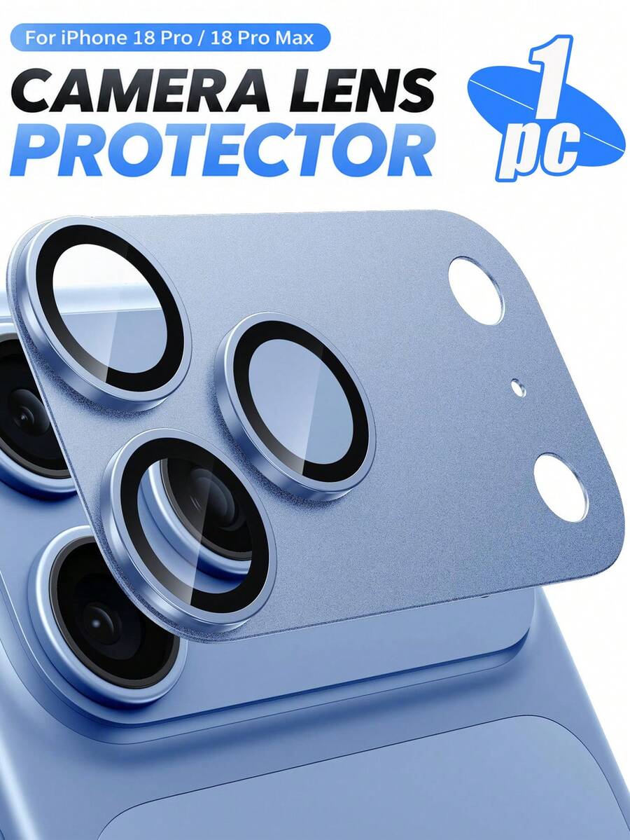 1Pack.Camera Lens Protector Compatible With Iphone 18 Pro Max/18 Pro, Strong Adhesion, Shatterproof Matte Aluminum Alloy Material, Tempered Glass Camera Screen Protector, Blue - Light Blue - View 1