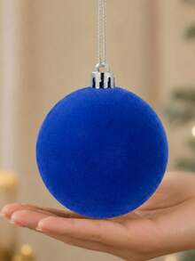 1pc 10cm Christmas Tree Decorative Ball With Christmas Bow, Velvet Flocked Christmas Ball Ornament, Multi-Color Christmas Tree Hanging Decoration, Holiday Home Decor, Suitable For Christmas Tree, Party, Wedding And Holiday Scene Decoration - Multicolor - View 9
