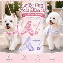 1PC New Pet Dog Harness, Cute Light Color Pet Harness With Matching Style Leash, Striped Style Cute And Versatile, Fashionable And Stylish, Soft Lining Comfortable To Wear, Adjustable Size, Easy To Clean And Non-Sticking Hair, Suitable For Small And Medium Dogs, Perfect Choice For Daily Outings, Outdoor Hiking, Camping And Picnic - Pink - View 1