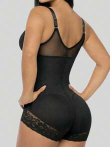 1pc Women's Shapewear, Butt Lift & Tummy Control Jumpsuit, Tight-Fitting Body Shaper, Suitable For Daily Wear - Black - View 4