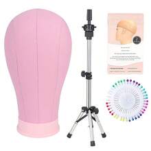 Kepala Wig Kanvas untuk Display Gaya Rambut dan Pembuatan DIY, Manekin Pelatihan 22 inci dengan Dudukan Tripod - View 9