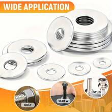 1320-Piece 304 Stainless Steel Flat Washer Set, Durable Material, Polished Surface, O-Ring Fastener Gasket Set, With Storage Box, Includes 9 Commonly Used Sizes (M2-M12), Suitable For Home, Industrial Repair, DIY Projects - Stainless Steel Washer Set - View 3