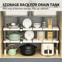 Multi-Layer Adjustable & Expandable Under Sink Storage Rack, Special Pipe Avoidance Design, Kitchen Cabinet Organizer, Space-Saving Kitchen Countertop Cabinet Storage Shelf - Multicolor - View 2