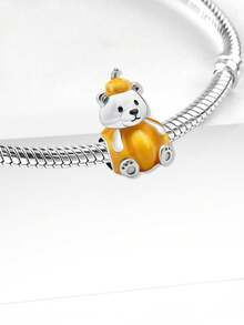 1pc Fluorescent Halloween Pumpkin Cat Bead, Suitable For Women's Bracelet, DIY Jewelry Making, Daily Wear Girls Accessories - Silver - View 7