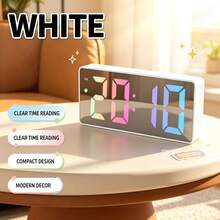 Minimalist LED Digital Alarm Clock - Large Screen Clock Suitable For Living Room, Bedroom And Office | Modern Desktop Clock For Home Decor & Time Management - Multicolor - View 19