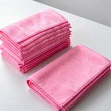 10pcsMicrofiber Cleaning Cloths, Reusable Absorbent Kitchen Dish Towels, Multi‑Purpose Household Cleaning Rags For Countertop Glass Table Washing, Soft Lint‑Free Small Cleaning Towels - Pink - View 11