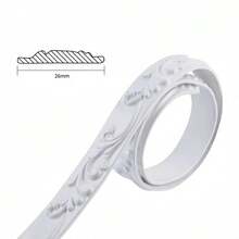1 Roll 1m 3D PVC Self-Adhesive Decorative Soft Line, Palace Style Decorative Soft Line, Easy To DIY And Peelable Decorative Border, Baseboard Ceiling Decorative Line Background Wall Molding Line 3D Wall Sticker Home Decor - A - View 9