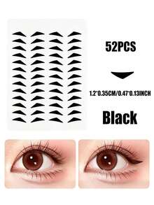 208/104/52pcs Self-Adhesive Cat Eye Wing Eyeliner Stickers, Waterproof Reusable Eye Makeup Stickers For Beginners, Black & Brown Optional - Multicolor - View 11