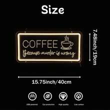 1 miếng biển đèn neon LED cà phê kèm cáp nguồn USB, bảng lưng PS trong suốt và dải đèn silicone, màu trắng ấm, trích dẫn cà phê hài hước với hình tách cà phê bốc khói và viền hình chữ nhật, cho nhà bếp, quầy cà phê tại gia, quán cà phê, văn phòng và quà tặng cho người yêu cà phê - ánh sáng đa sắc - Xem 12