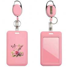 Pink ID Card Holder With Retractable Badge Reel Clip, Anti-Theft Card Sleeve, Pink Thumb Slot Hard Plastic Card Protector, Expandable ID Card Holder, Medical Insurance Card Protector, Waterproof Medical Card/Social Security Card Protector, Transit Card Holder - Pink - View 13