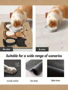 Customizable Cute Cat Pattern Pet Mat, Cat Feeding Mat, Pet Feeding Mat, Dog Food Mat, Suitable For Cats And Dogs, Easy To Clean, Quick Drying, Absorbent, Non-Slip Bottom Mat, High-Quality Decorative Pet Supplies, Fun Pet Design, Ideal Choice For Pet Lovers, Also A Great Gift For Your Beloved Pets - Multicolor - View 5