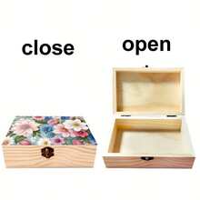 1pc Rhinestone Floral Pattern Wooden Box With Lock Flap, Multi-Functional Small Item Storage Box, Jewelry Box, Mosaic Craft Diamond Painting Decoration, Office Desk Storage Organizer, Vanity Decor, Small Accessories Storage Box, Meaningful Birthday Gift Box, Happy New Year, Valentine's Day, Easter, Wedding - Multicolor - View 3