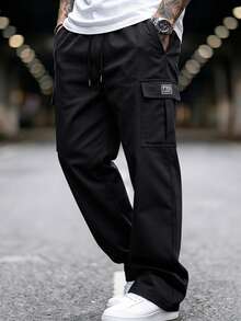 2026 Spring/Autumn New Men's Cargo Pants, Loose Fit, Multi-Pocket Design Sports Black - Black - View 4