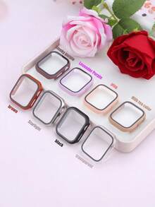 8件組 PC+強化玻璃 2合1 手錶保護殼，適用於 40mm、41mm、42mm、44mm、45mm、46mm、49mm 機型，時尚運動休閒風，防震耐用，觸控靈敏，易於佩戴，兼容 Series Ultra/12/11/10/9/8/4/6/5/4/SE，適用於 男款與女款手錶殼 - 多色套裝9 - 查看 2