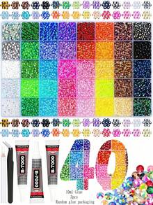 40,000pcs Flat Back Rhinestone Set, 40 Colors Jelly Gemstones With B7000 Glue And Tools, DIY Rhinestone Craft Kit, Jewelry Making Materials, Gift For Women, Arts And Crafts - Multicolor - View 8