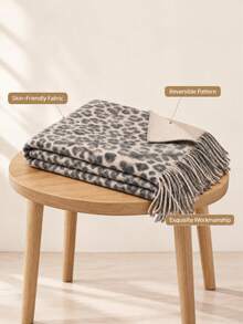 1pc Casual Vintage Leopard Print Sofa Throw Blanket, Soft Sofa Cover Cloth, Tassel Decor Universal Sofa Cover, Living Room Home Decor Blanket - Multicolor - View 7