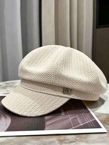 1pc 2026 Winter New Style Solid Color Bud Hat Duck Tongue Beret Women Spring Summer Korean Version Versatile Face-Slimming Octagonal Painter Hat Large Head Circumference Japanese Style - Khaki - View 10