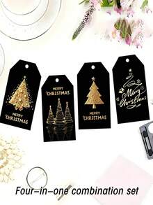 Elegant Black & Gold Christmas Gift Tags - Luxury Tree Design, Suitable For High-End Gifts, Decoration, Party And Craft, Holiday Greetings, Christmas Gift Tags, Party Gift Tags, Elegant Style, Paper Tags - Multicolor - View 5
