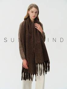 1pc Women's Solid Color Polyester Soft Skin-Friendly Warm Scarf For Daily Use - Camel - View 7