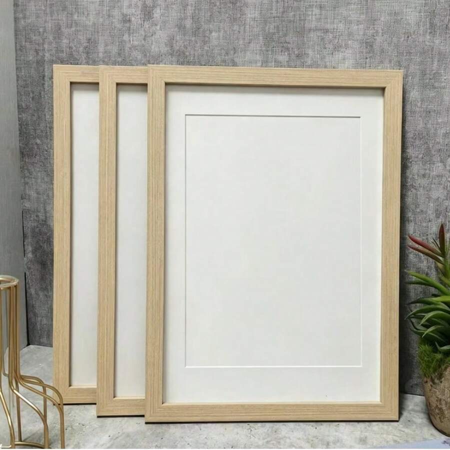 3pcs Wooden Photo Frame Set, Suitable For Photo Wall, Sizes 10x15, 15x20, 20x25 Inches, A4 Size, Wooden Frame Stand, Can Be Used For Photo Decoration, Commemorative Gift, Birthday Gift, Graduation Gift And More. - A - View 1