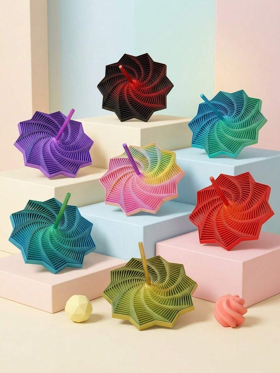 POKOJA LAND 1/2个3D打印螺旋塔，附赠礼品袋，闪亮胡萝卜塔，多边形3D旋转塔，放松桌面摆件，减压道具，办公室装饰，生日礼物，解压玩具，抗压玩具，派对礼品，放松玩具