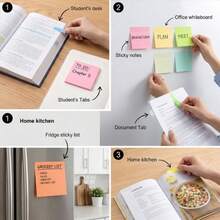 10-Color Square Sticky Notes & Index Tabs Set, Colorful Self-Adhesive Memo Paper, Suitable For Study, Reading, Office, Planning Lists, Book Marking, Fridge Notes And Daily Reminders, Minimalist Stationery Supplies, Suitable For Home, School And Office Use - one-size - View 7