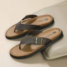 Chanclas casuales para hombre de uso doméstico, correa con hebilla regulable, suela resistente, calzado cómodo para verano - Gris - Ver 7