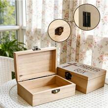 1pc Wooden Storage Box, Sacred Cross And "Prayer Box" Printed Gift Box, Prayer Memorial Box, Home Altar, Office Desk, Bedroom Nightstand Decor Storage Box, Rustic And Spiritual Style, Home Decor - Multicolor - View 4