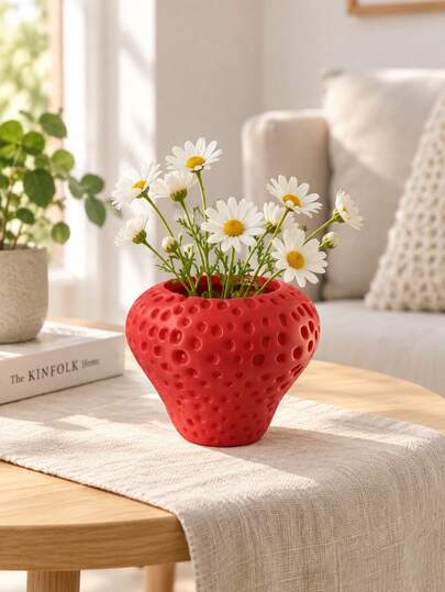 Maceta con forma de fresa, maceta decorativa con forma de fruta, adecuada para plantas suculentas, cactus y pequeñas plantas en maceta, decoración de escritorio y decoración de jardín, artículos pequeños creativos, decoraciones artísticas, decoraciones lindas, regalos para días festivos