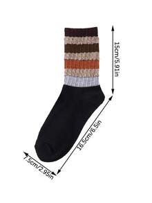 5 Pairs Women's 3D Striped Slouch Socks, Colorful Striped Pattern Mid-Calf Socks, Skin-Friendly Soft Breathable Skateboard Socks, Suitable For Daily Wear, Outdoor Sports, Commuting - Multicolor - View 5