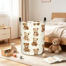 1PC Dopamine Aesthetic Cute Cartoon Pet Print Storage Basket With Handles, Kawaii Dog Cat Rabbit Paw Heart Pattern Laundry Hamper, Multi-Purpose Organizer For Clothes Sundries, Home Decor / Room Decor - Multicolor - View 4