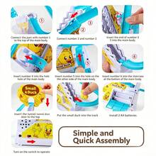 1pc Cute Duck Climbing Stairs Electric Track Toy, Duck Sliding Down With Light & Sound Effects, Gift - Yellow - View 12