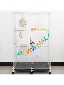 Spring Stretch Bird Swing, Bright Colors, Extra Long Spiral Parrot Swing Toy, Stretchable Up To 118.11 Inches, Can Be Hung Inside Or Outside Bird Cage, Easy To Install, Can Be Hung Vertically, Diagonally, Or Horizontally - View 9