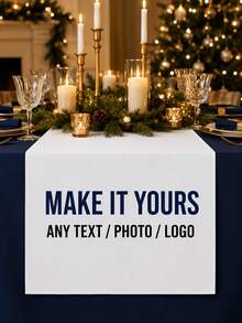 1pc Personalized Wedding Welcome Banner & Bar Menu Sign - Customizable Name/Date/Text, Suitable For Wedding, Party, Event, Polyester Long Strip Printed For Table Display, Suitable For Ribbon Use (Ribbon Not Included) - Multicolor - View 8