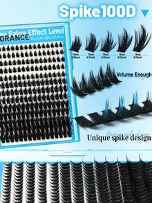 ADORANCE 100D Spiky False Eyelash Set, Cartoon Anime Style, 10-20mm Thick Spiky Individual Eyelashes, Includes Adhesive Glue And Tweezers, DIY Exaggerated Makeup - Black - View 6