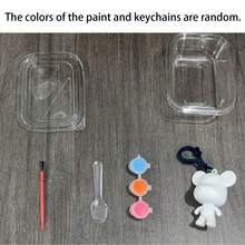 1 Set Random Color Fluid Painting Bear Keychain DIY Graffiti Painting Material Kit, Includes Paint, Small Spoon, White Bear Blank, Paintbrush, Keychain And Storage Box, Total 6 Pieces. Creative Handmade Bear Doll, Suitable For Back To School Season, Student Stationery, Halloween, Christmas Surprise Gift, Party Activity Gift, Holiday Activity Prop, Parent-Child Activity Prop - Multicolor - View 12