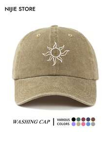 1pc Fun Pattern Print Design Baseball Cap With Sun Print, Lightweight Comfortable Adjustable UV Protection Multi-Function Baseball Cap, Vintage Washed Hat, Unisex Baseball Cap, Suitable For Daily Wear, Commuting, Outdoor Activities And More - A - View 13