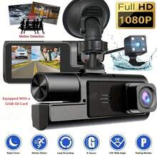 Kamera Dasbor 3 Lensa dengan Penglihatan Malam, Kamera Depan dan Interior 3 Arah 1080P, DVR Mobil Sudut Lebar, Layar IPS 2.0 Inci, Mode Parkir Sensor Gerak 24 Jam, Dilengkapi Kartu Memori 32GB, Kapasitas Baterai 150mAh - 32GB - View 12