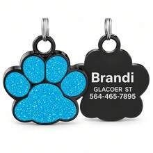 Personalized Glow-In-The-Dark Pet ID Tag, Custom Engraved Paw Print Dog & Cat Collar Pendant With Name And Phone Number, Multiple Colors - Multicolor - View 10