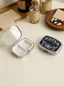 Poison Spirit Floral Pattern Metal Pill Box, Portable Medicine Storage Box, Medicine Vitamin Storage Organizer, Travel Pocket Pill Holder,Suitable For Pocket And Wallet, Unique Travel Gift, Pocket Pill Box | Retro Style | Embossed Metal Cover ﻿ ﻿ - Multicolor - View 3
