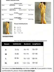 Elegant V-Neck Long Sleeve Solid Color Dress For Women In Spring/Autumn, Fitted Waist With Side Tie Design, Woven Non-Stretch Fabric, Slit Hem Yellow - Yellow - View 4