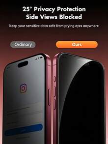 2pcs Privacy Screen Protector, Privacy Protection, Tempered Glass Screen Protector, Full Coverage, Anti-Drop Anti-Scratch, Easy Installation, Compatible With Iphone 18 Pro/18 Pro Max/17 Pro Max/17 Air/16E/16 Pro Max/16 Pro/16 Plus/16/15 Pro Max/14 Pro Max/13 Mini/12/11/XS Max/XR Series Phone Accessories - Black - View 7