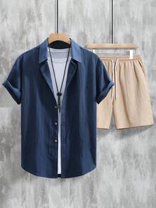 Men Shirt Co-Ords - Blue - View 3