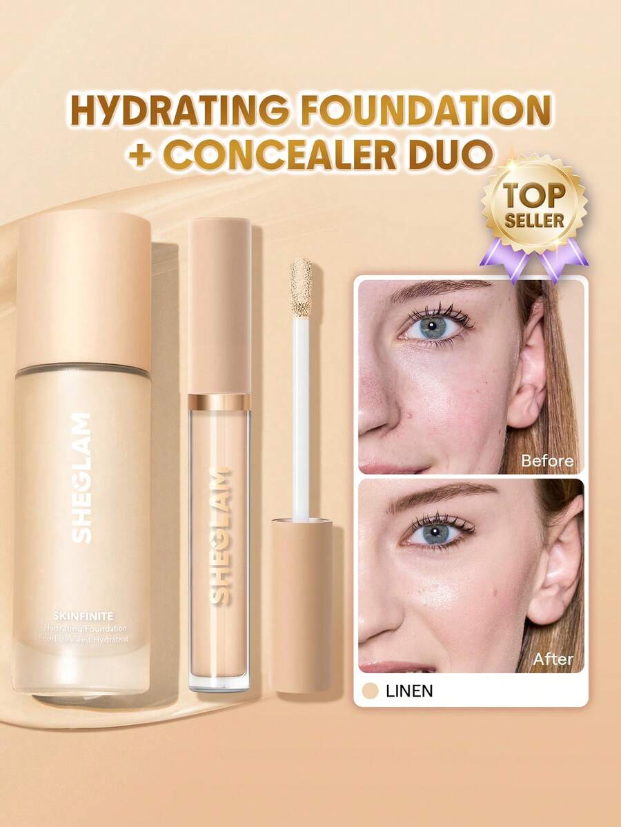 SHEGLAM [2 قطعة] مجموعة Skinfinite كريم أساس مرطب & Like Magic خافي عيوب مرطب - Linen - مشاهدة 1