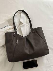 Large Capacity Tote Bag Women's Handbag Commuter Versatile Shoulder Bag Underarm Bag - Coffee - View 6