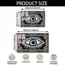 1pc 2D Flat Evil Eye Pattern Design Microfiber Bath Rug,Non-Slip Soft Bathroom Mat,Doormat,Water Absorption Mat,Machine Washable,Low Pile,TPR Backing,Knit Fabric,ForBedroom,Kitchen, Entryway,Indoor Use,Accessories & Home Decor,Perfect New Home Gift. - C - View 3